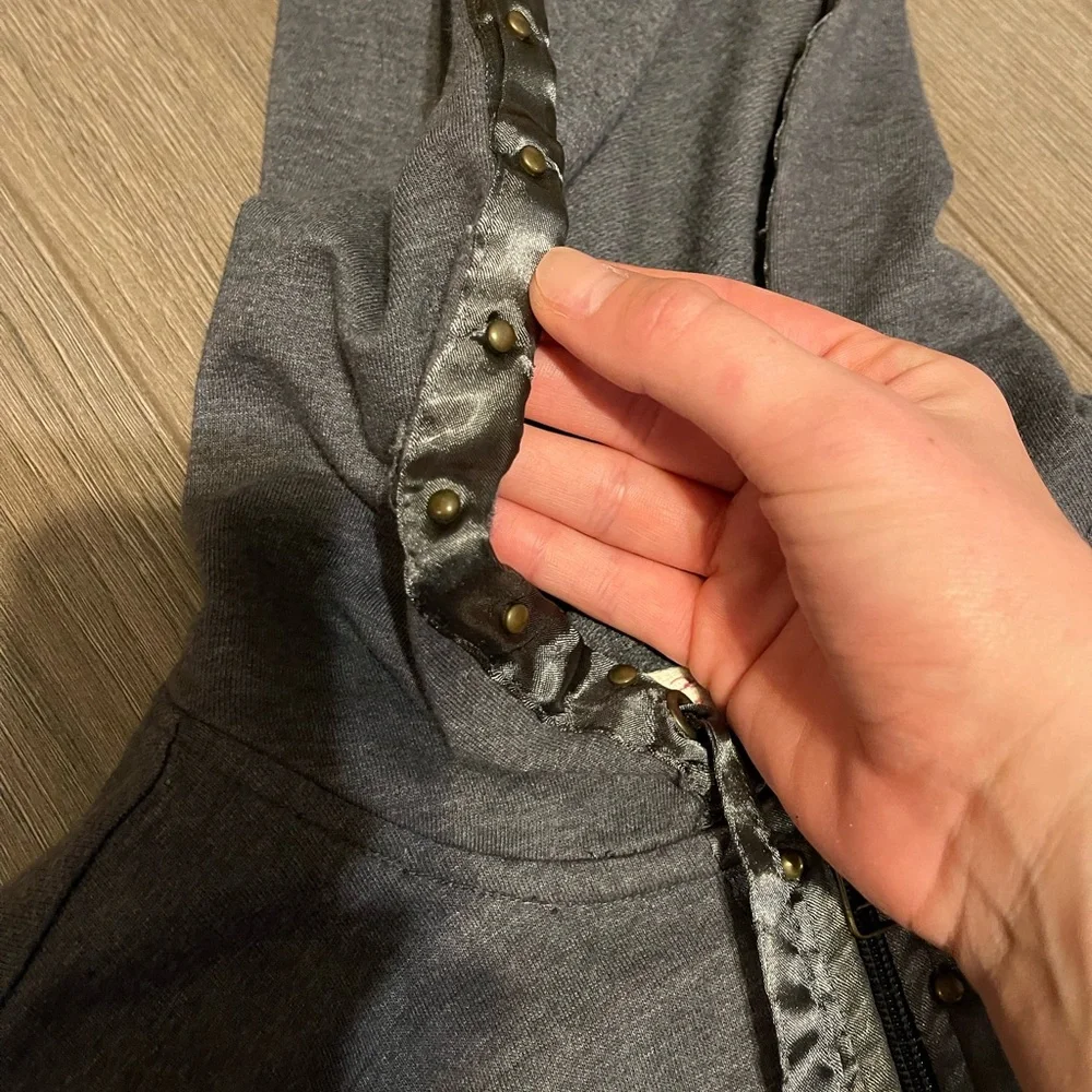 Gray Hoodie with Studded Details - Picture 3 of 4